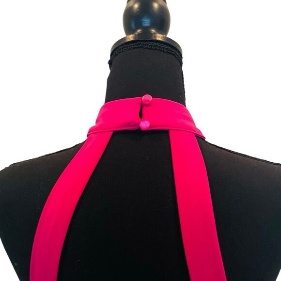 Boston Proper Halter Banded-Bottom Mock-Neck Knit Blouson Top Raspberry XS - Picture 4 of 6